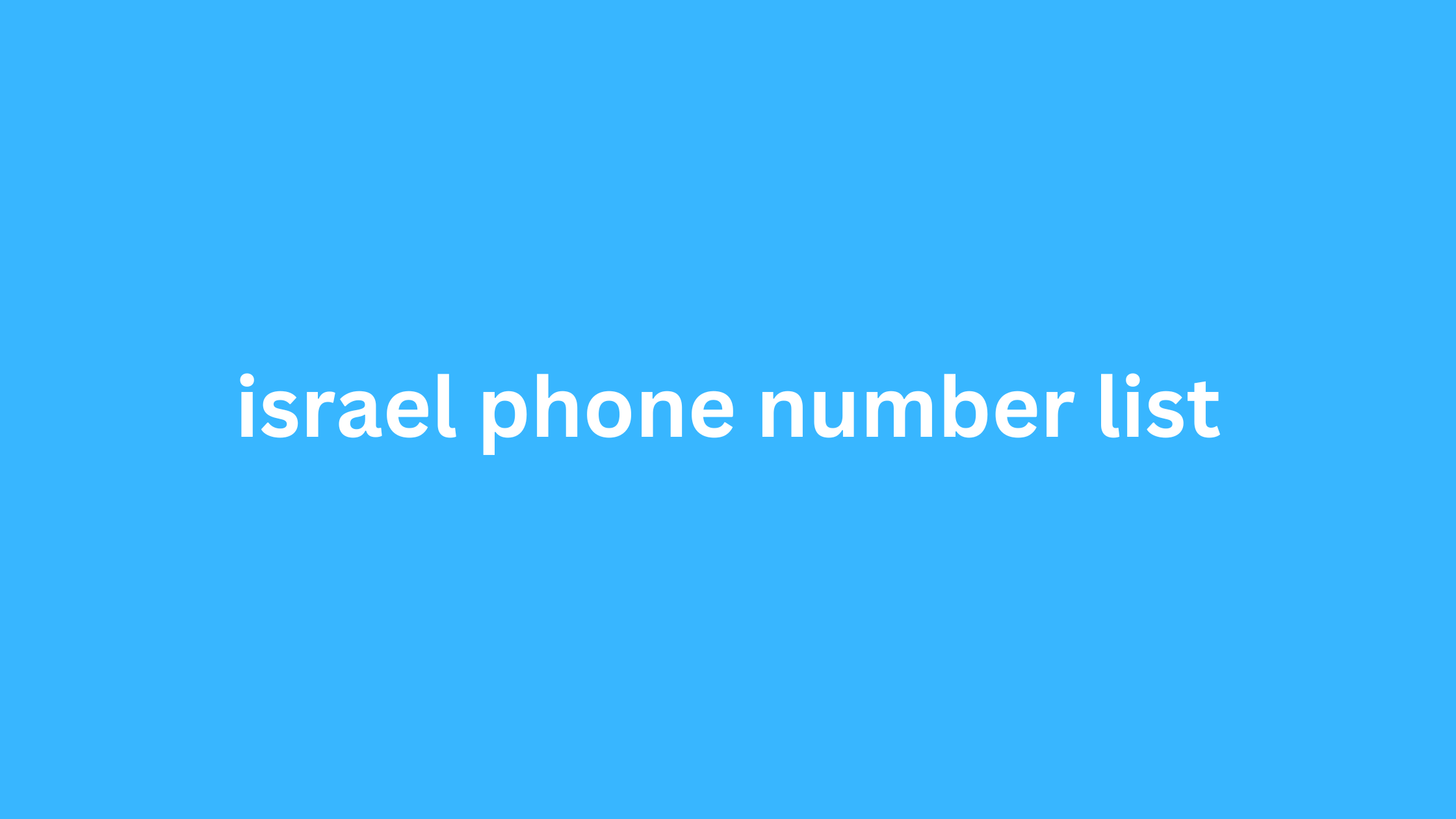 israel phone number list